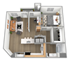Parc Ridge in Riverton City, UT One Bedroom, One Bathroom with Den Apartment